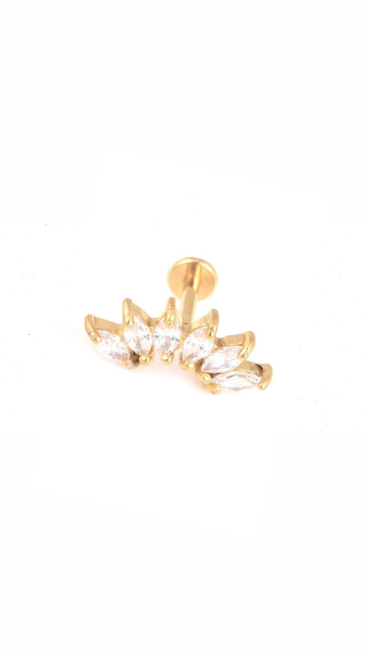 Stainless Steel 6 Stones Crown Helix / Conch Ear Piercing (Model 1)