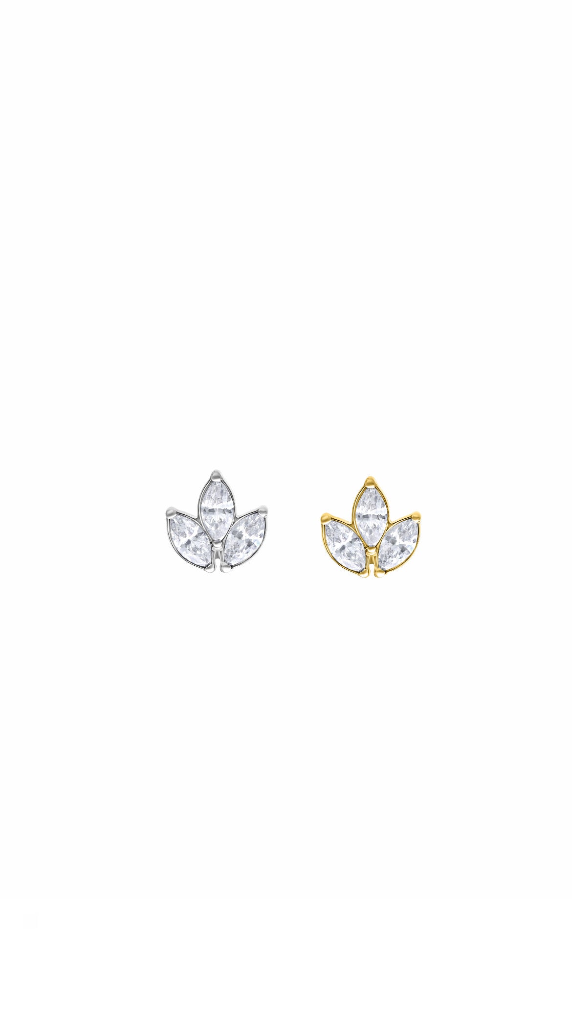 Single Triple Stone Stud Ear Piercing