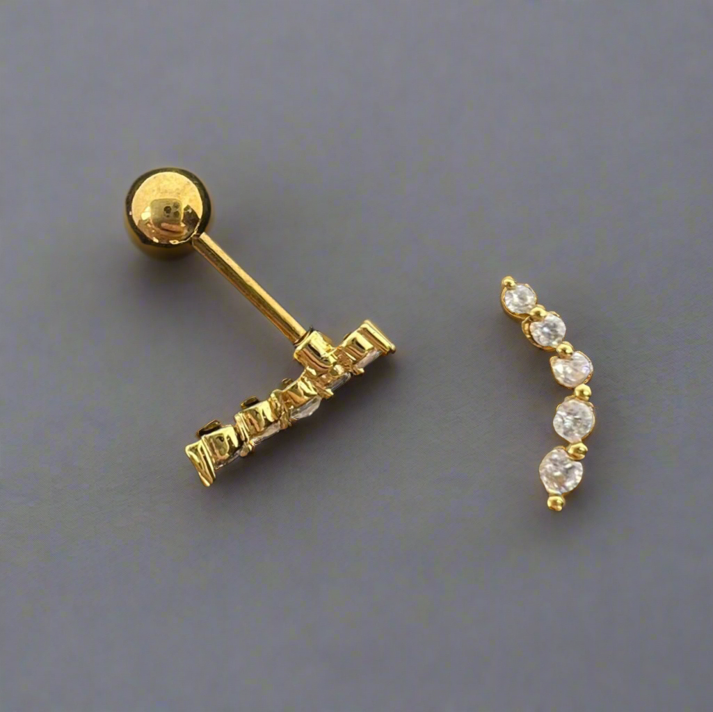 Stainless Steel 5 Stones Helix/Conch Ear Piercing (Model 3)