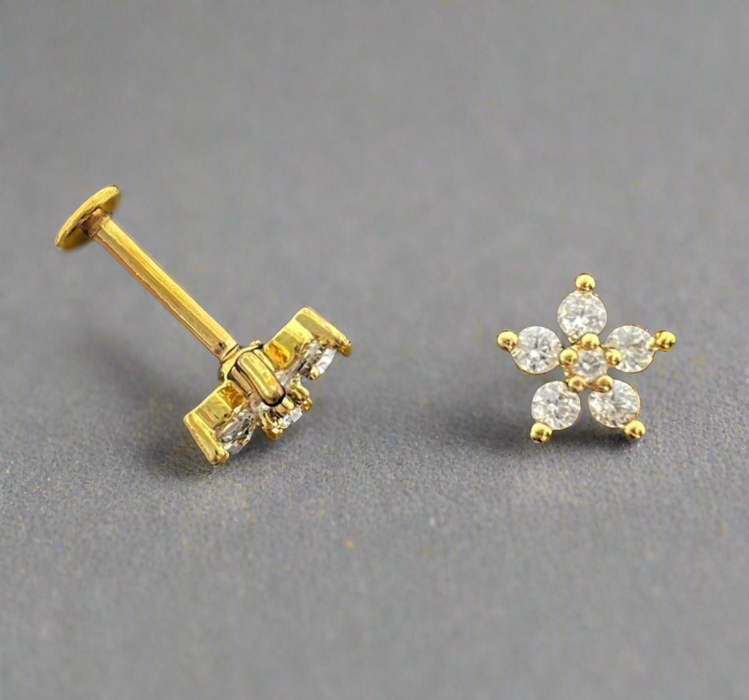 Small Flower Flat Back Ear Piercing