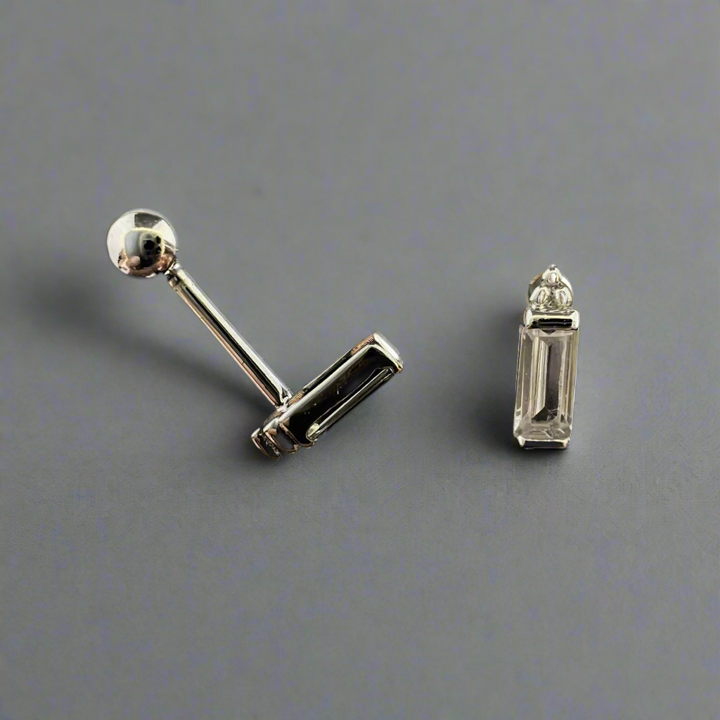 Single Rectangle With 3 Stones Ear Piercing