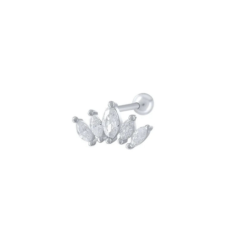 5 Stones Crown Helix / Conch Ear Piercing (Model 2)