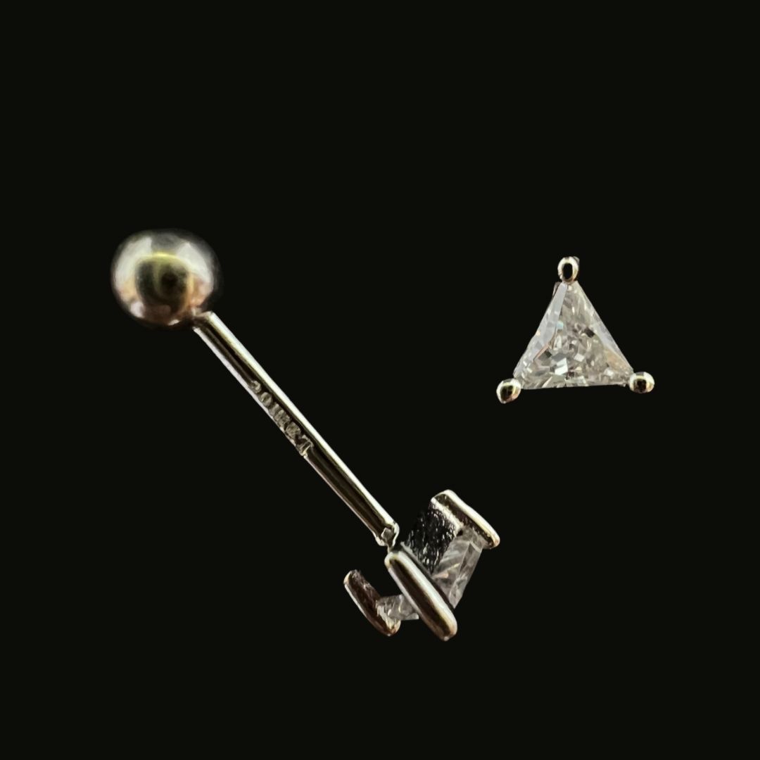 Single Triangle Stud Tragus Ear Piercing
