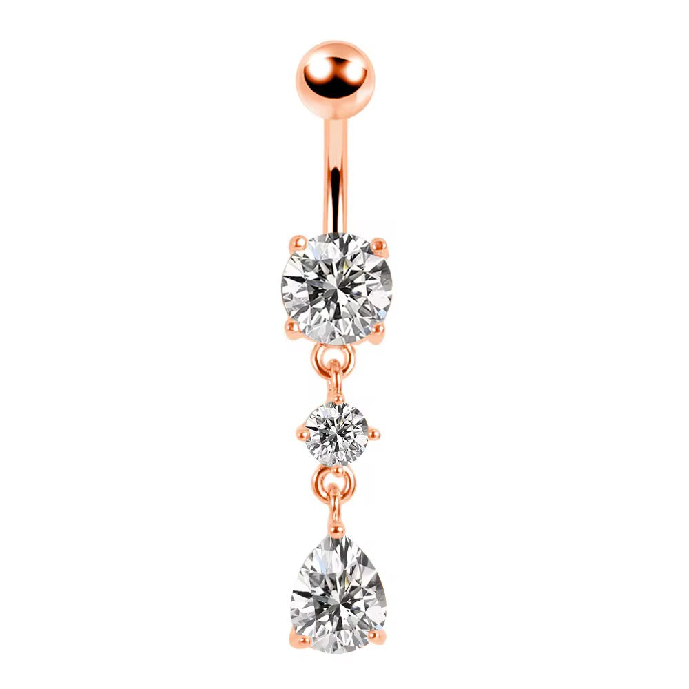 Zircon Water-drop Decor Navel Belly Ring