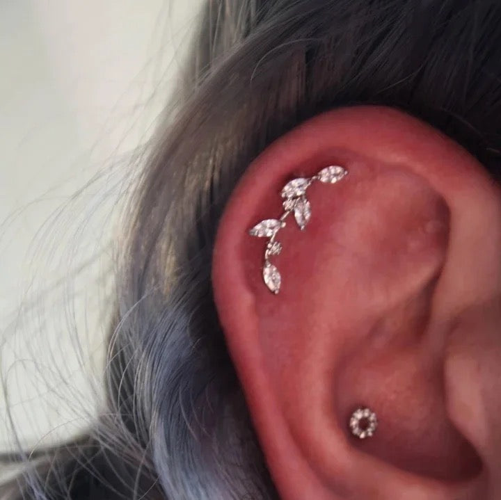 Single Leaves Helix Ear Piercing