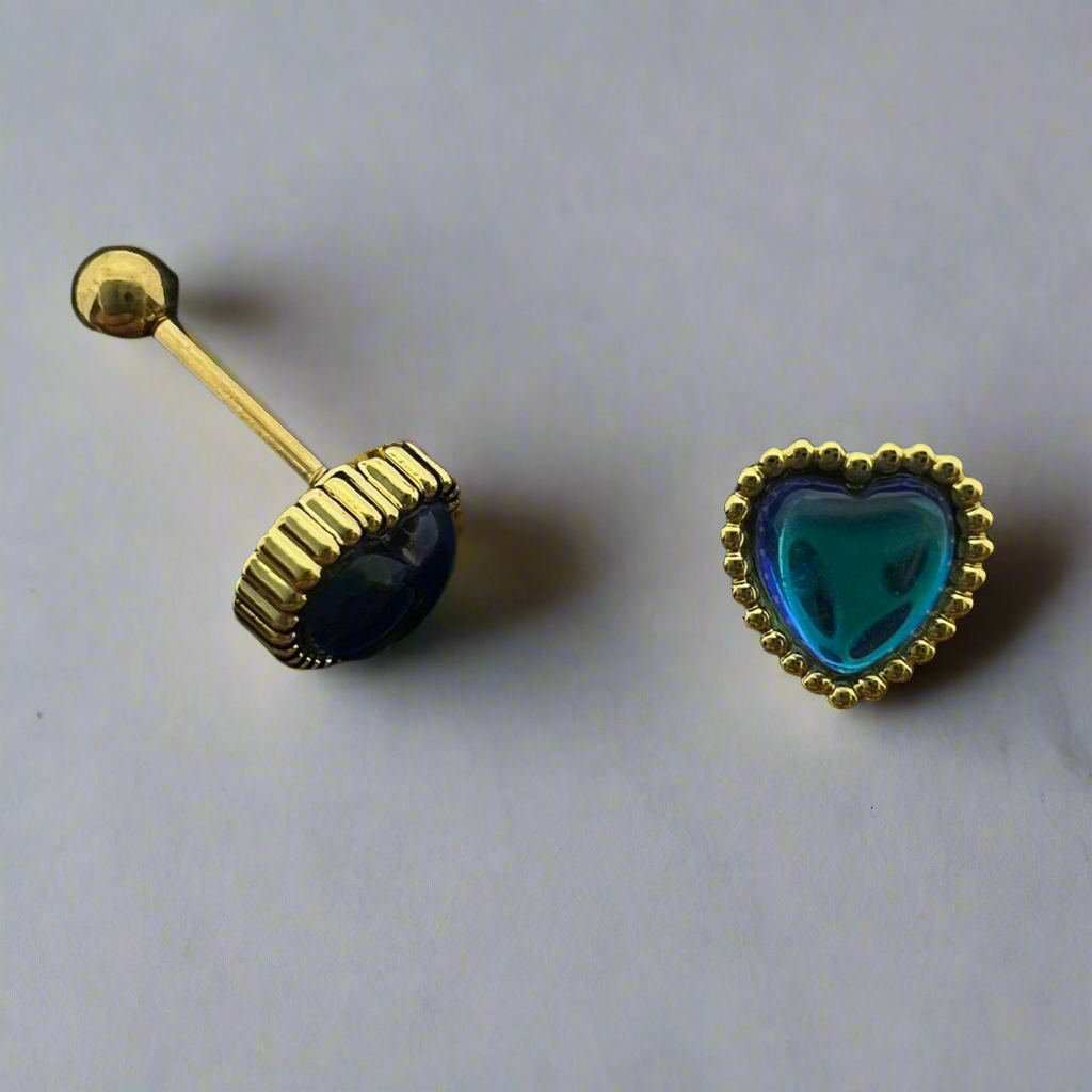 Stainless Steel Gold Heart Ear Piercing