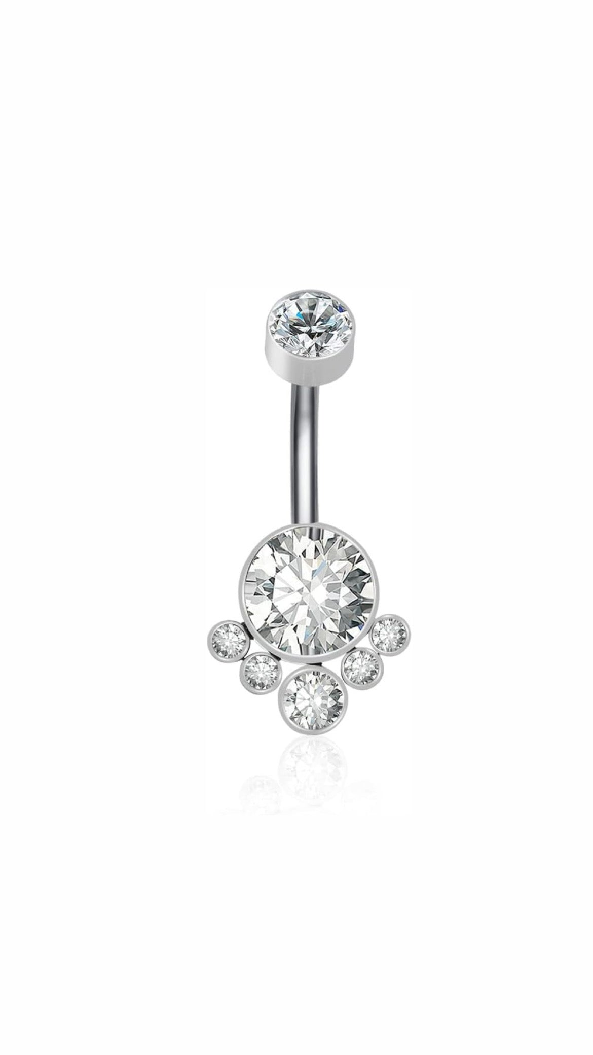 Titanium Rhinestone Stones Belly Ring