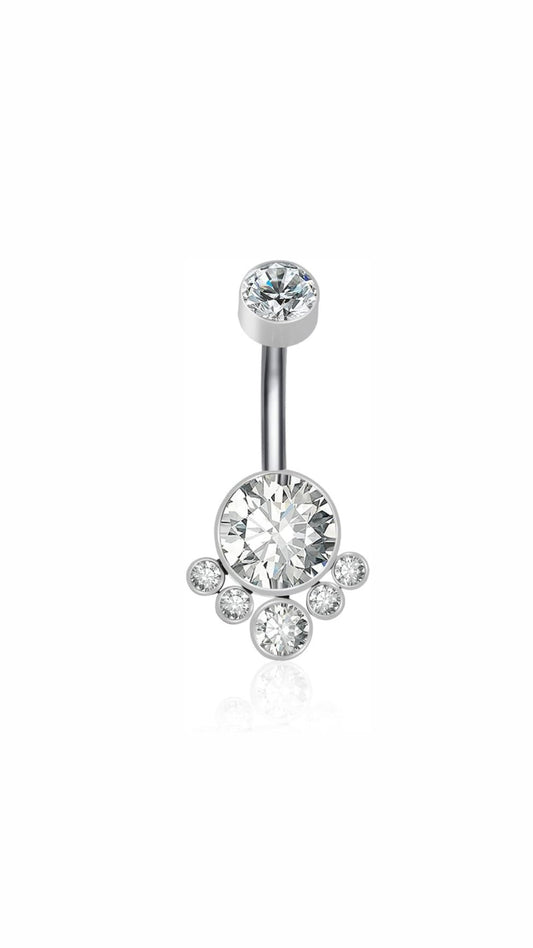 Titanium Rhinestone Stones Belly Ring