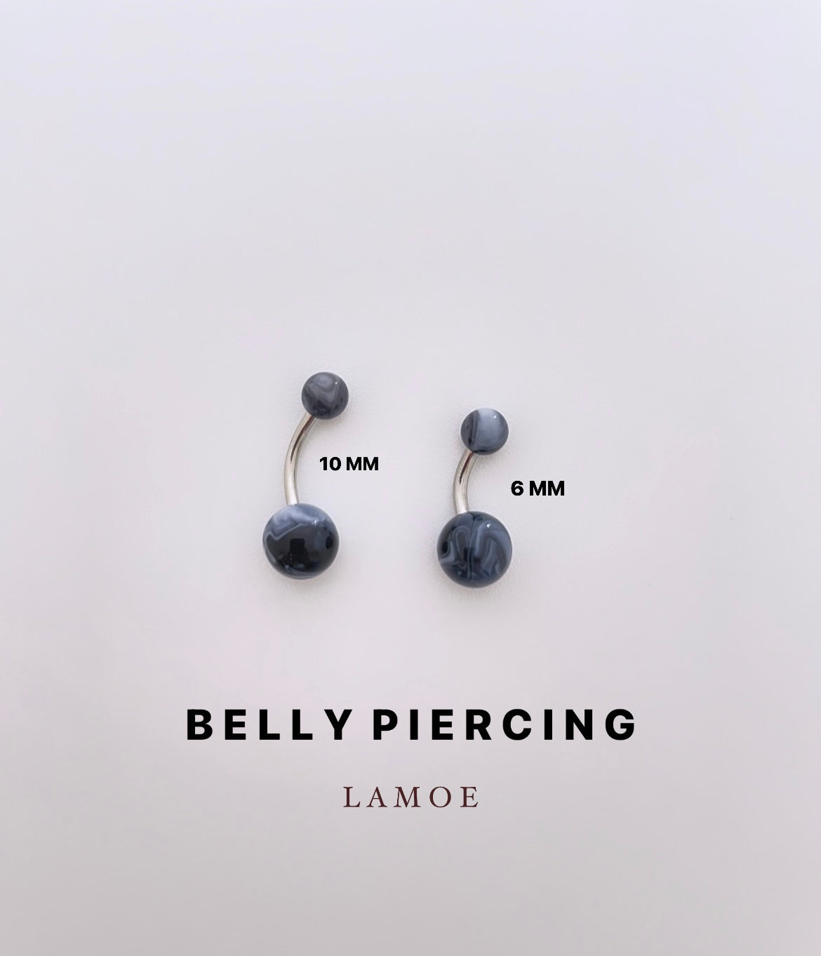 Black Marble Belly Ring (Model 1)