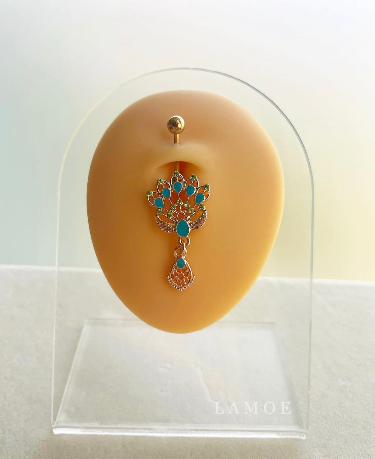 Rhinestone & Peacock Decor Navel Belly Ring