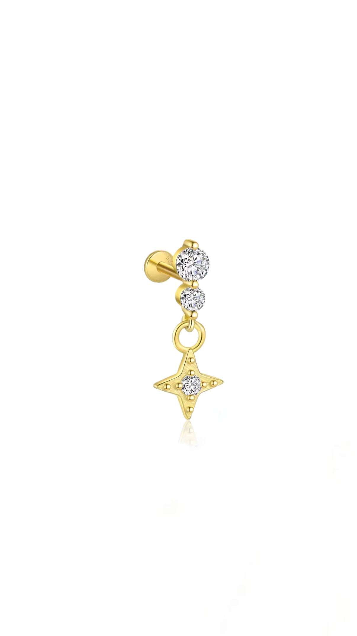Single S925 Double Stud Stellar Ear Piercing