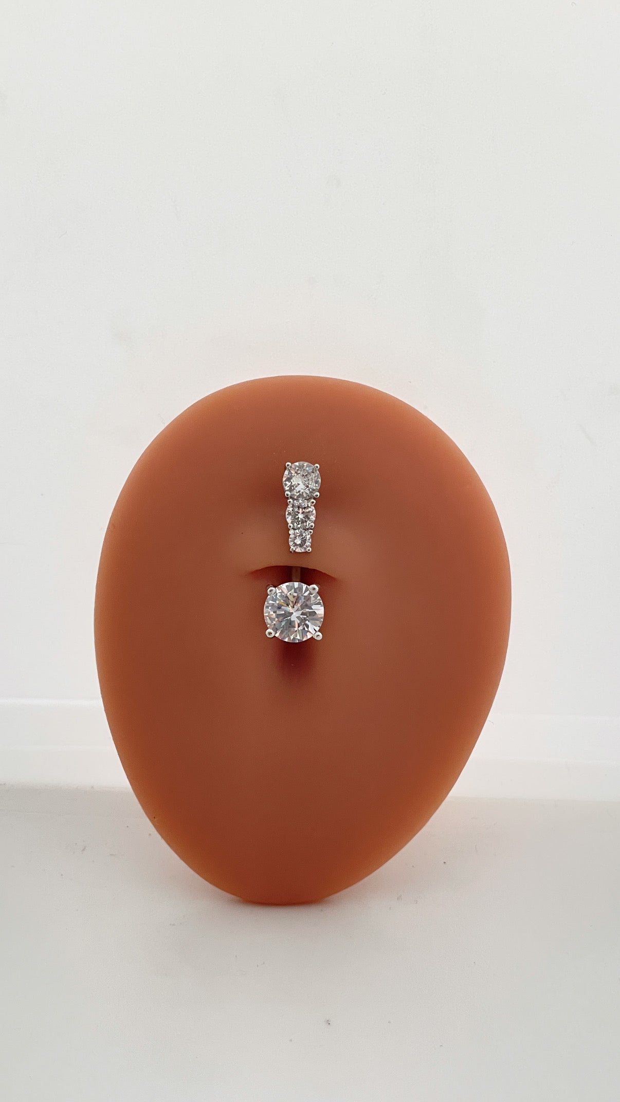 Triple Stone with Round Stone Silver Belly Piercing