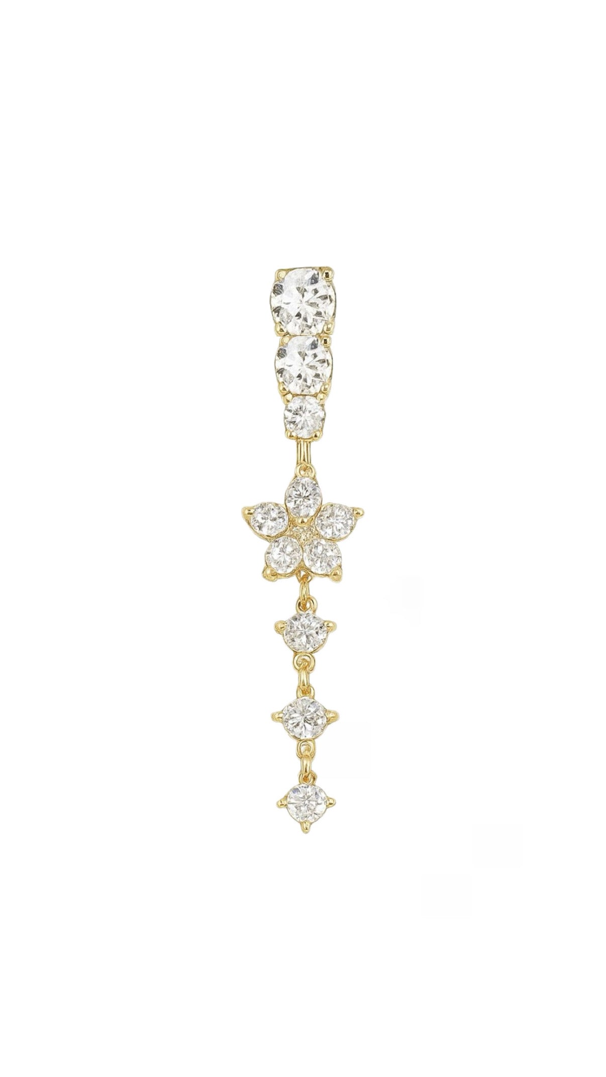 Triple Stones Flower Belly Ring