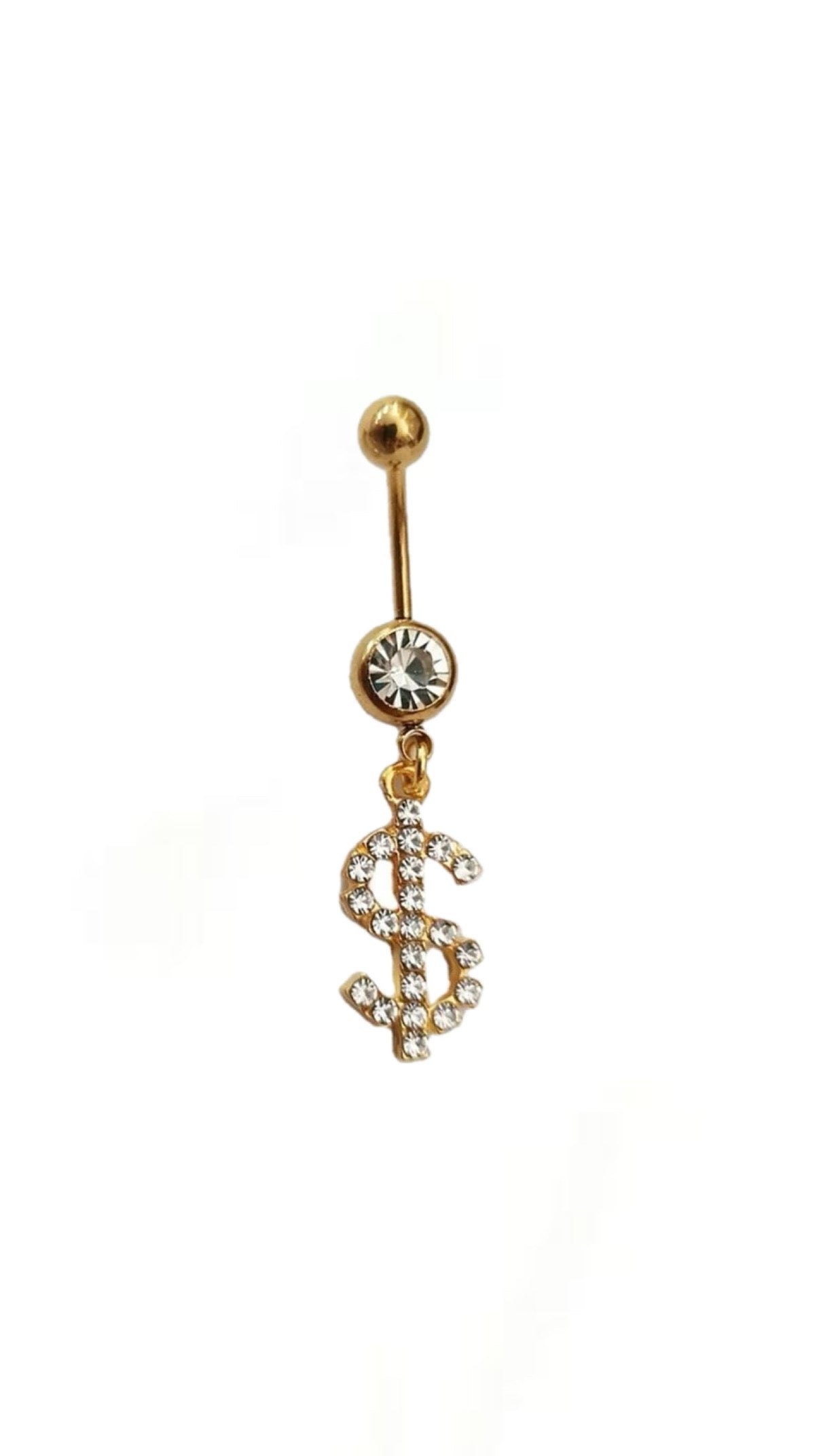 Rhinestone Dollar Charm Navel Belly Ring