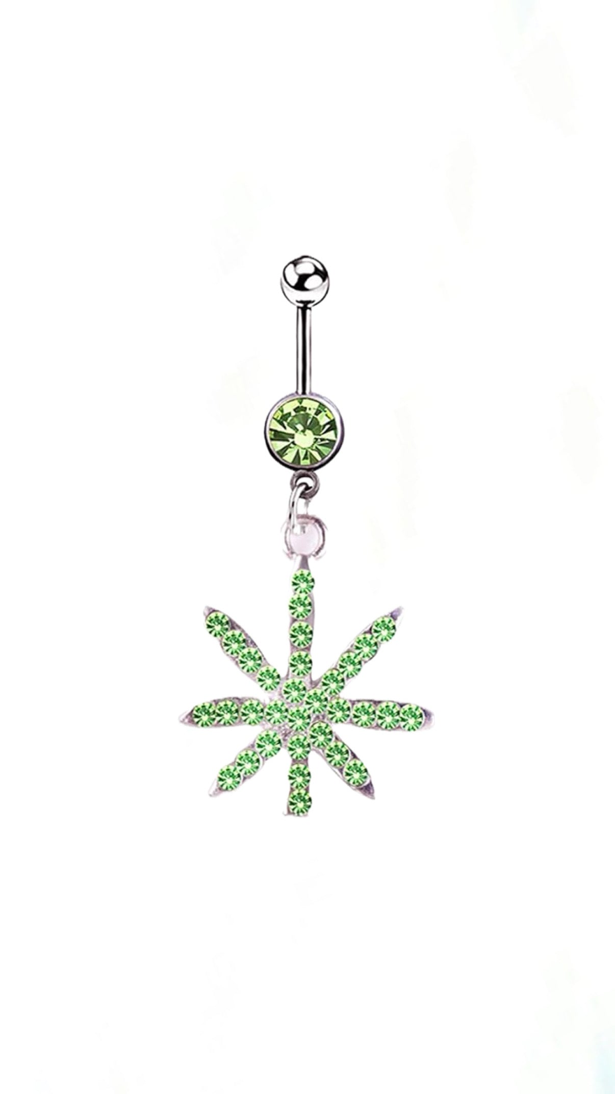 Rhinestone Leaf Belly Ring