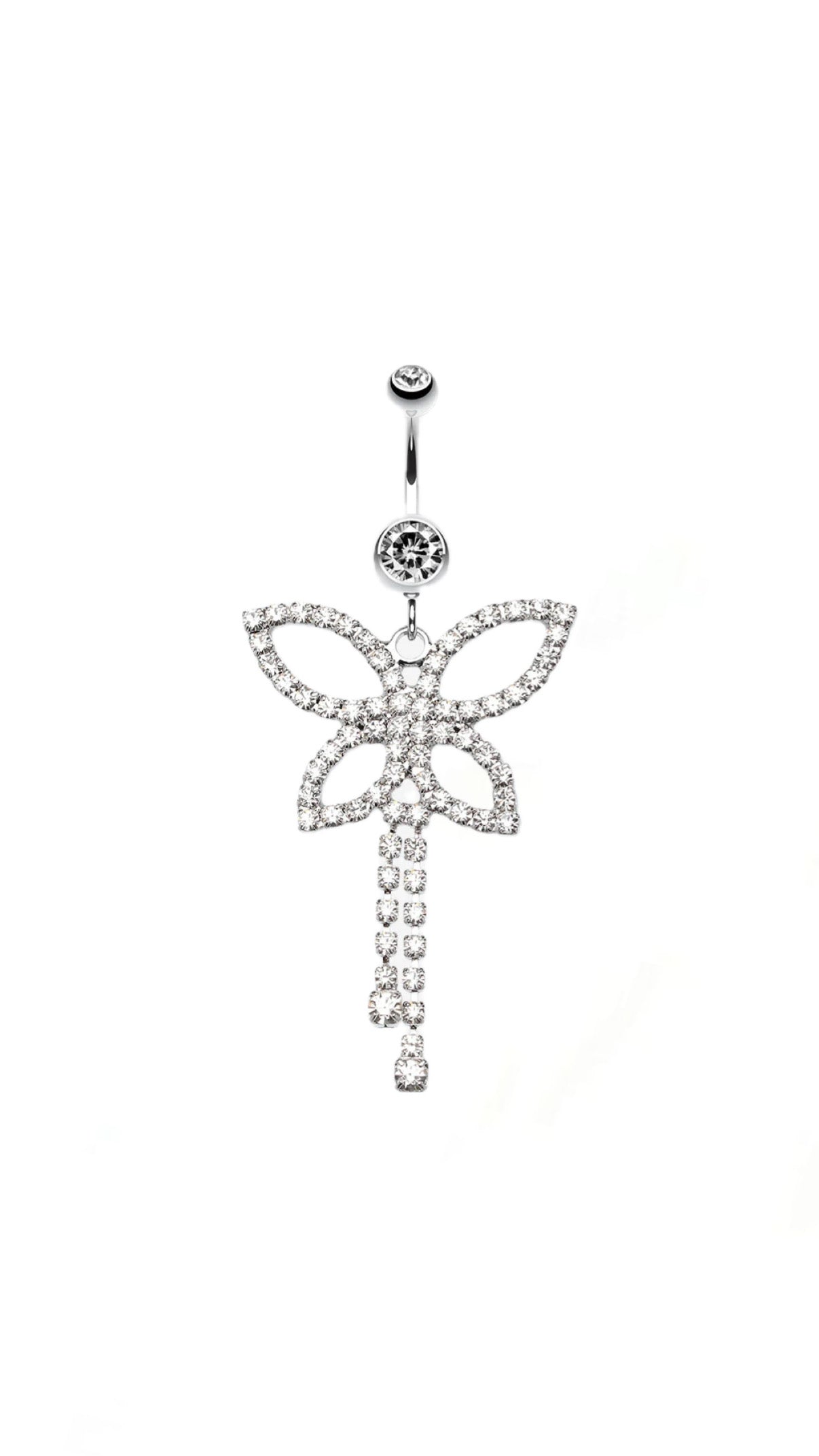 Rhinestone Butterfly Charm Navel Belly Ring