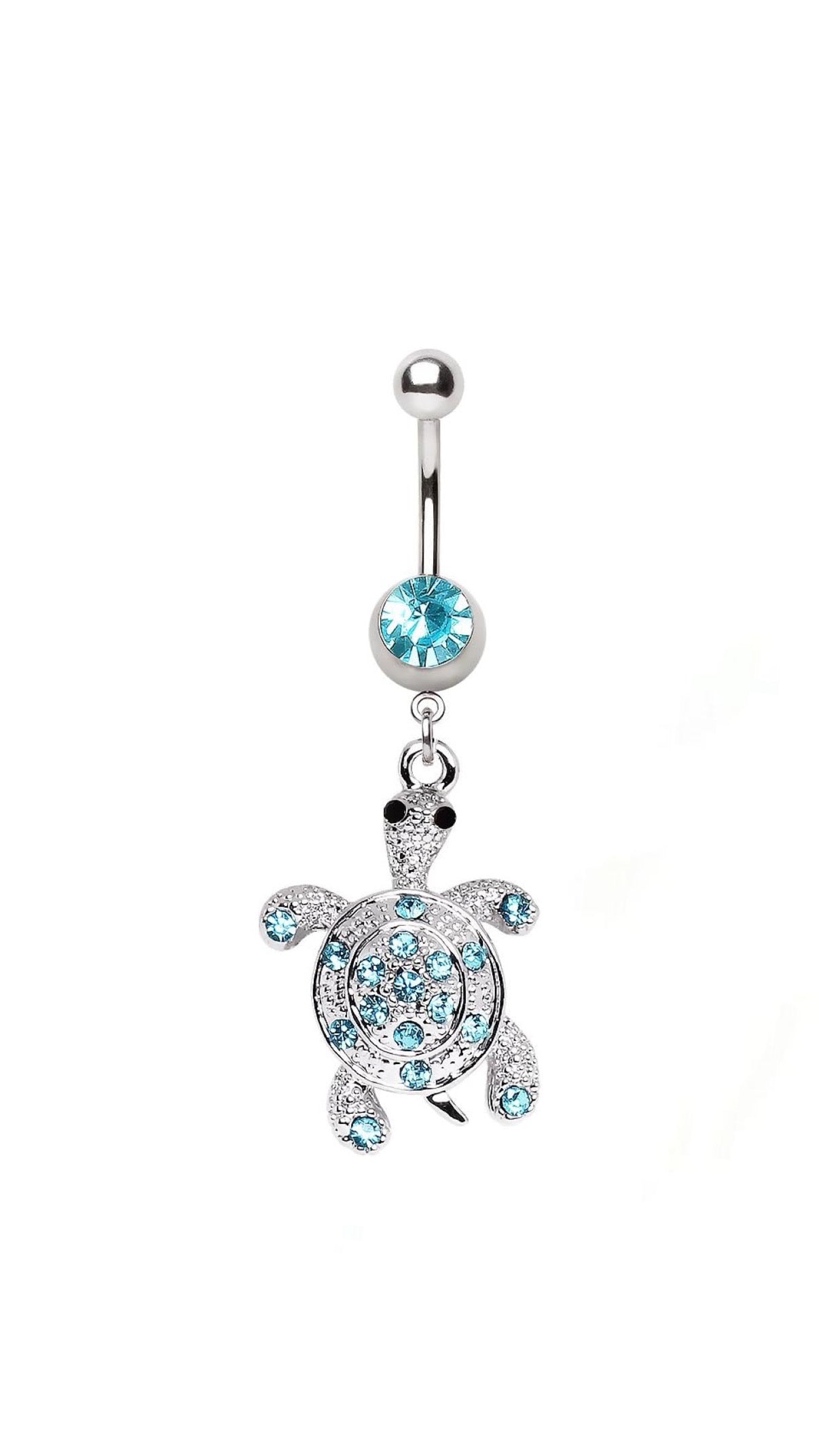 Rhinestone Turtle Charm Navel Belly Ring