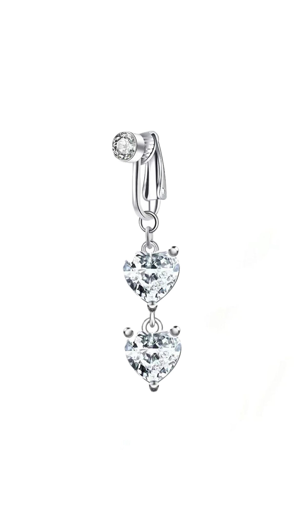Double Heart Charm Navel Fake Belly Cuff