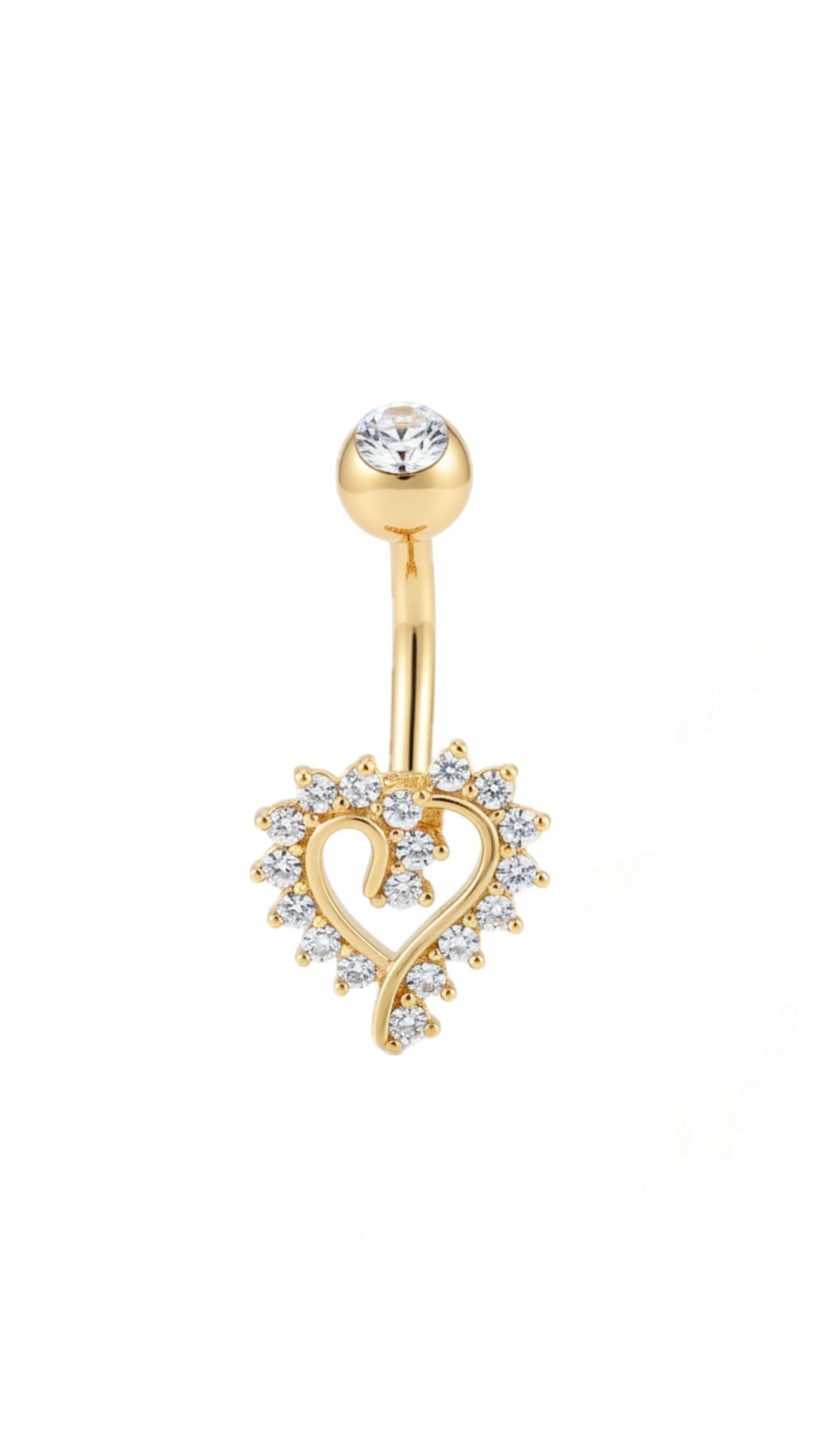 Cubic Zirconia Heart Decor Navel Belly Ring