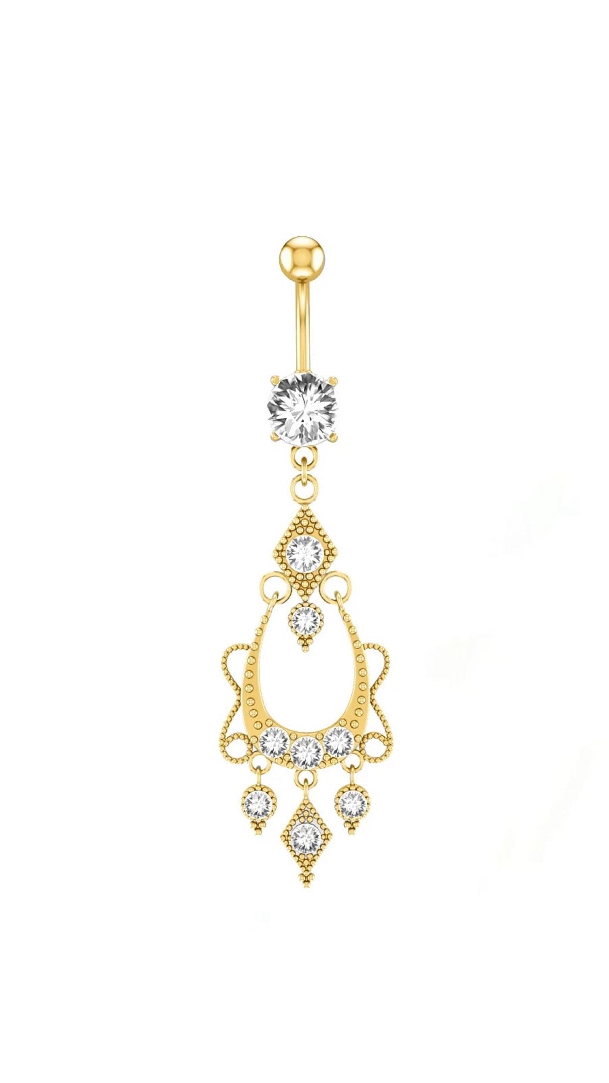 Rhinestone Drop Decor Navel Belly Ring