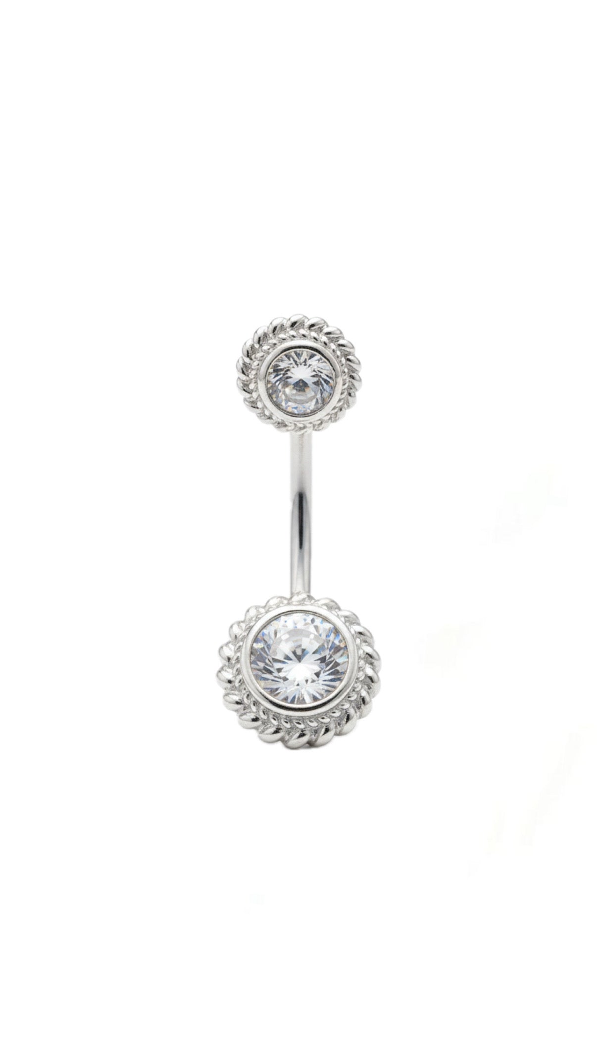 Double Round Silver Belly Piercing