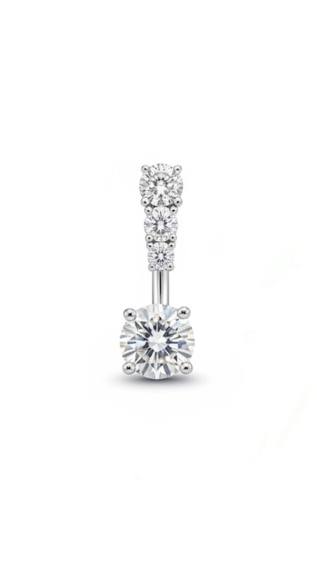 Triple Stone with Round Stone Silver Belly Piercing