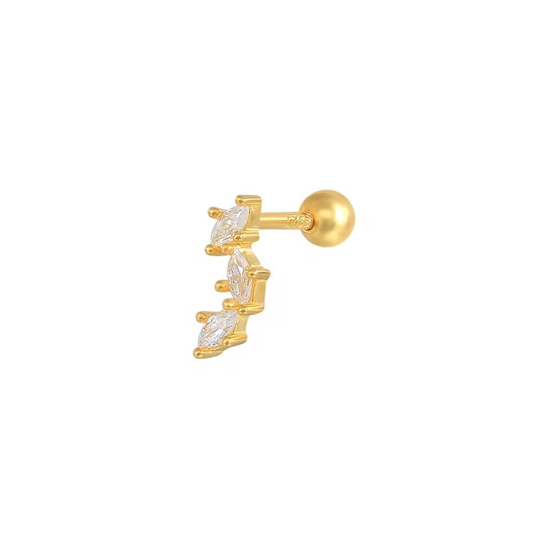 Single S925 3 Drops Wavy Decor Helix Ear Piercing