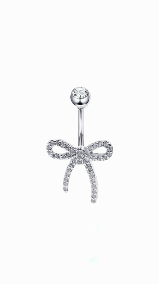 14G Silver 925 Bow Tie Belly Piercing