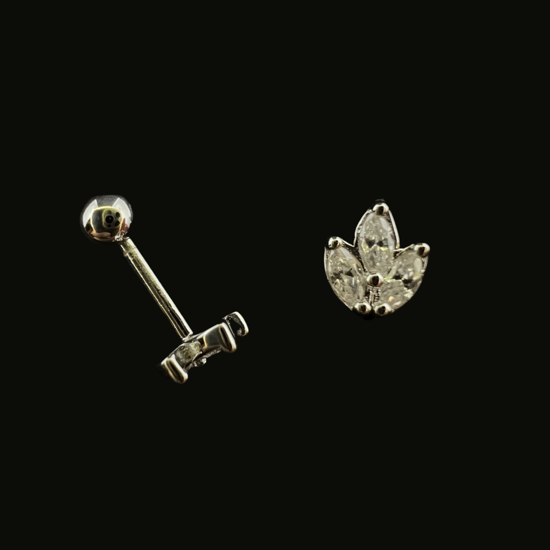 Single Triple Stone Stud Ear Piercing