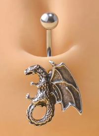 Western Dragon With Circle Tail Decor Navel Belly Ring