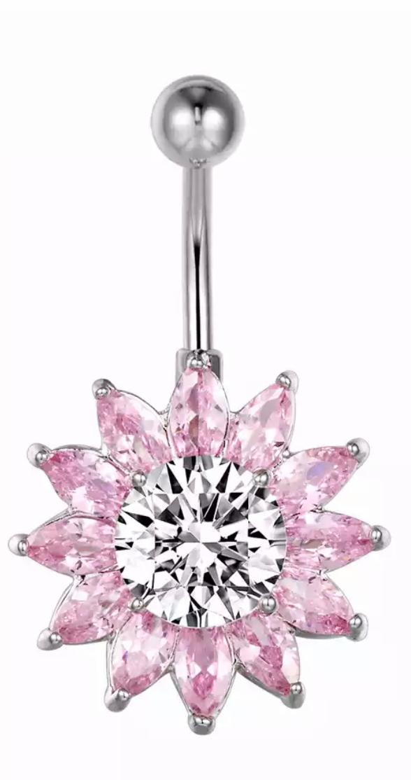 14G Flower Titanium Belly Ring