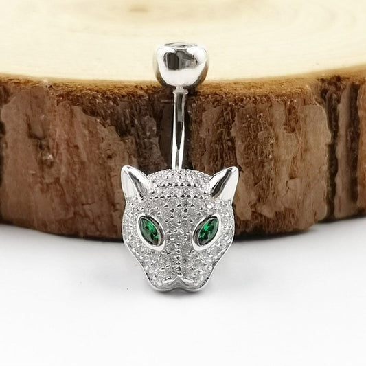 14G Leopard 925 Sterling Silver Belly Ring