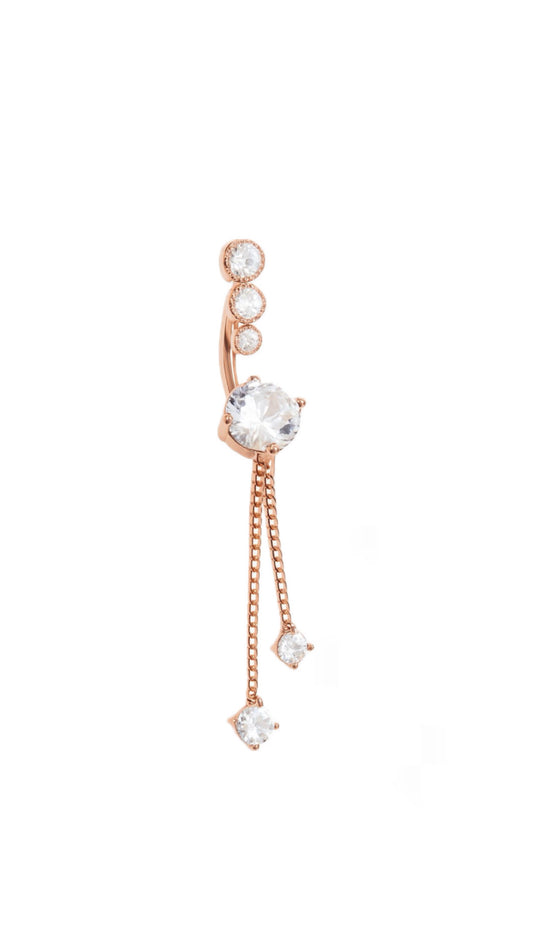 Zircon Decor Navel Belly Ring (Rose red)