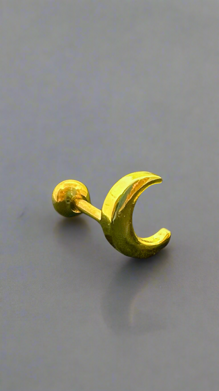 Stainless Steel Crescent Matt Moon Ear Piercing