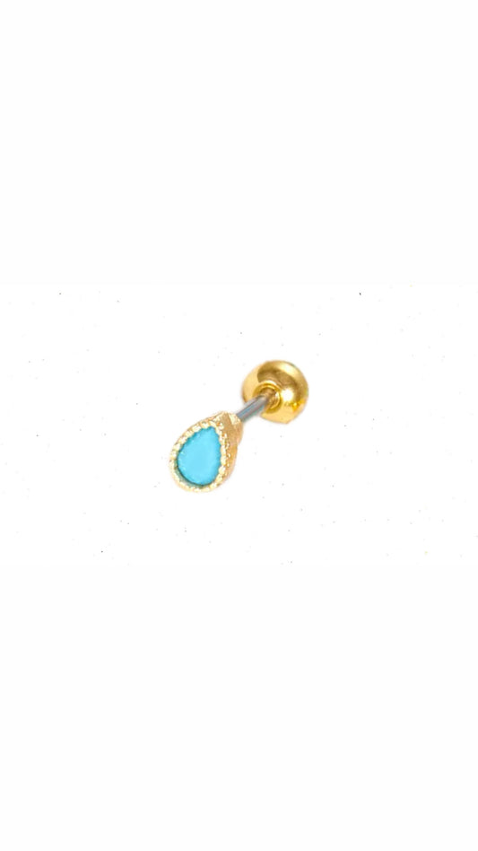 Single Blue Drop Stud Tragus Ear Piercing