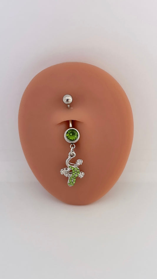 Green Lizard Navel Belly Ring