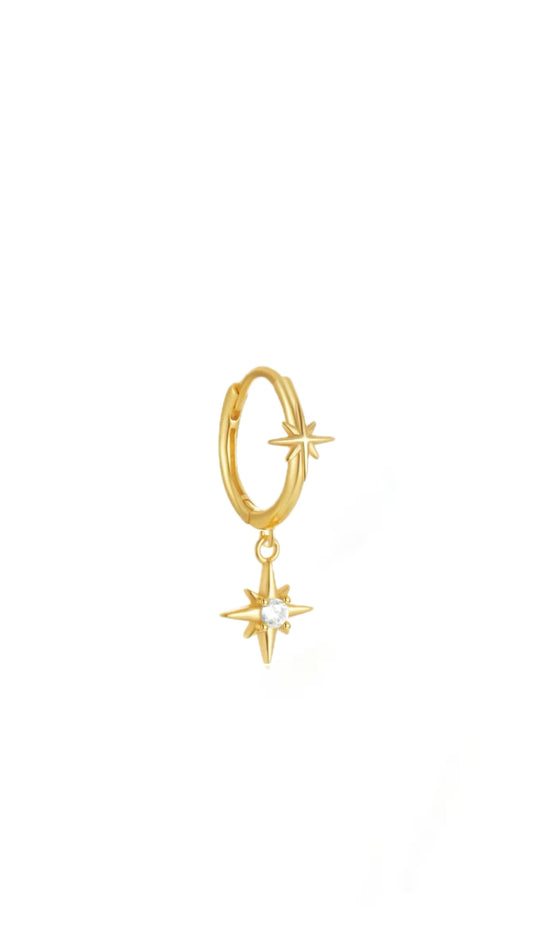 Single S925 Octagonal Star Hoop Ear Piercing