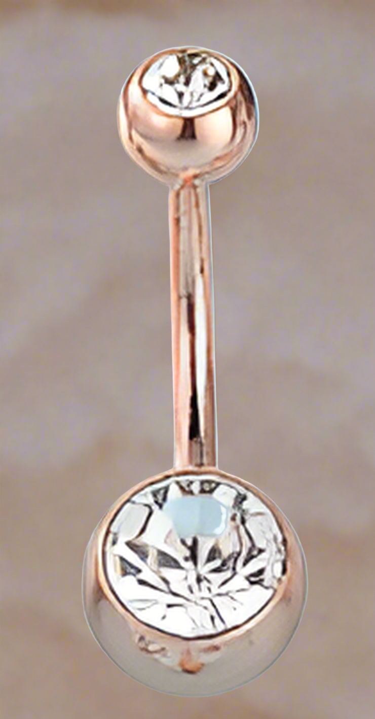 Rosegold Basic Silver Stone Belly Ring