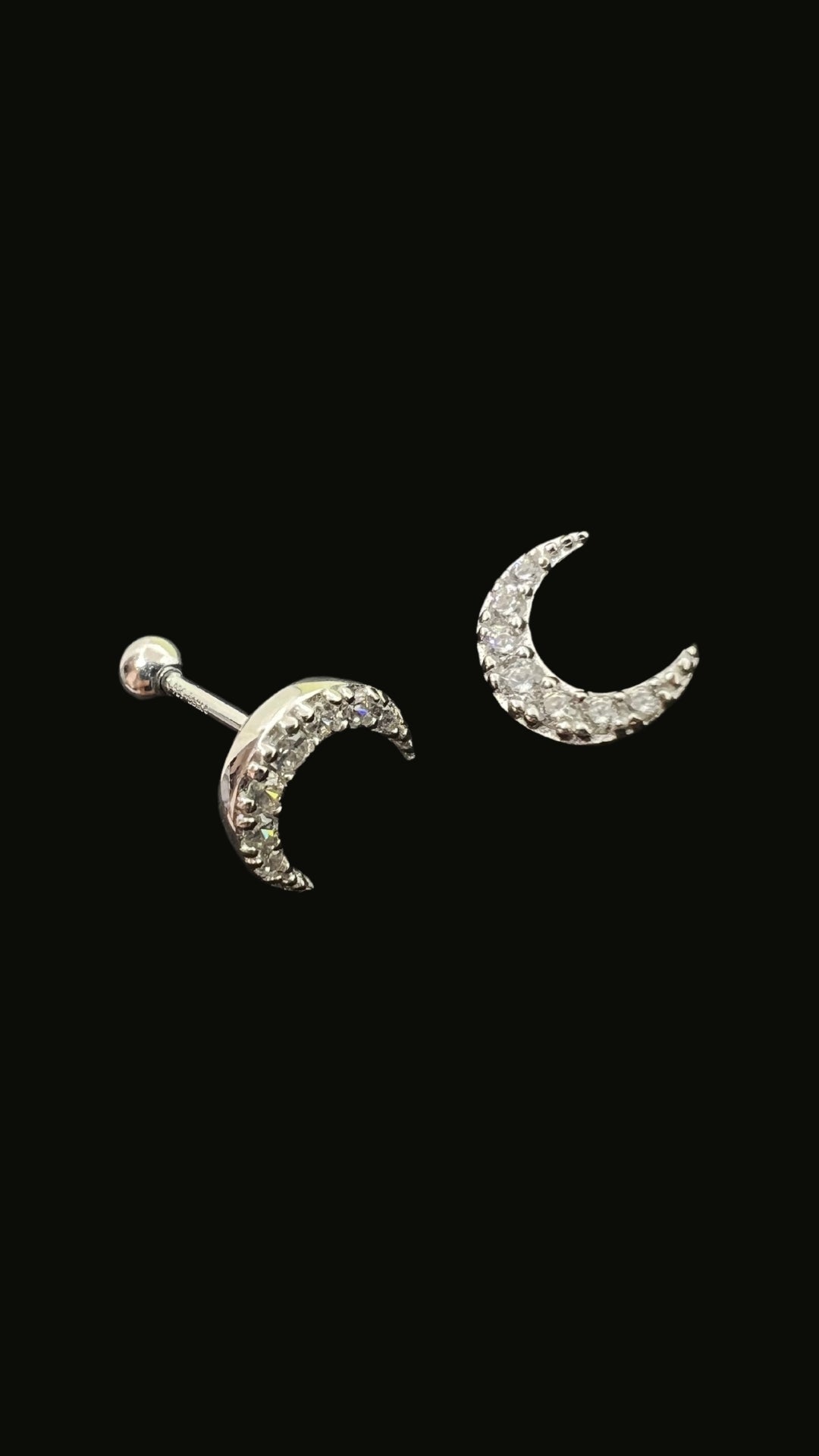 Silver 925 Moon Zircon Stud Ear Piercing (Model 1)