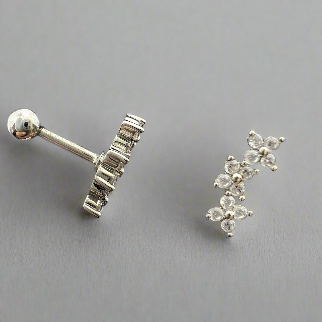 Stainless Steel 3 Mini Flowers Helix/Conch Ear Piercing