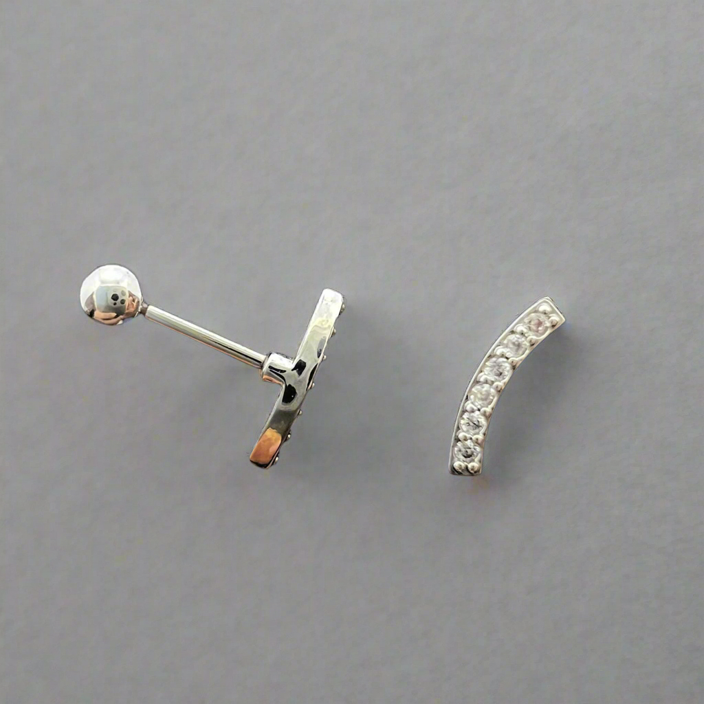 Stainless Steel 6 Stones Arc Helix / Conch Ear Piercings