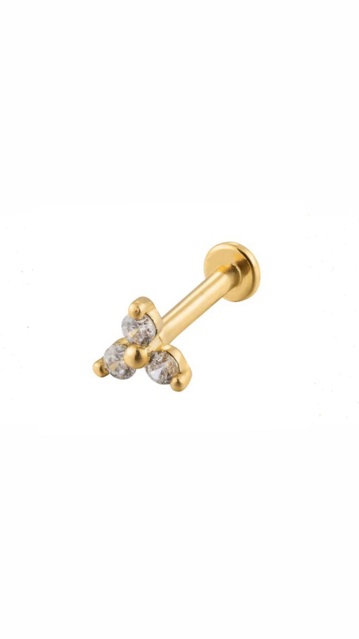 Stainless Steel Mini Flower 3 Stones Stud Ear Piercing