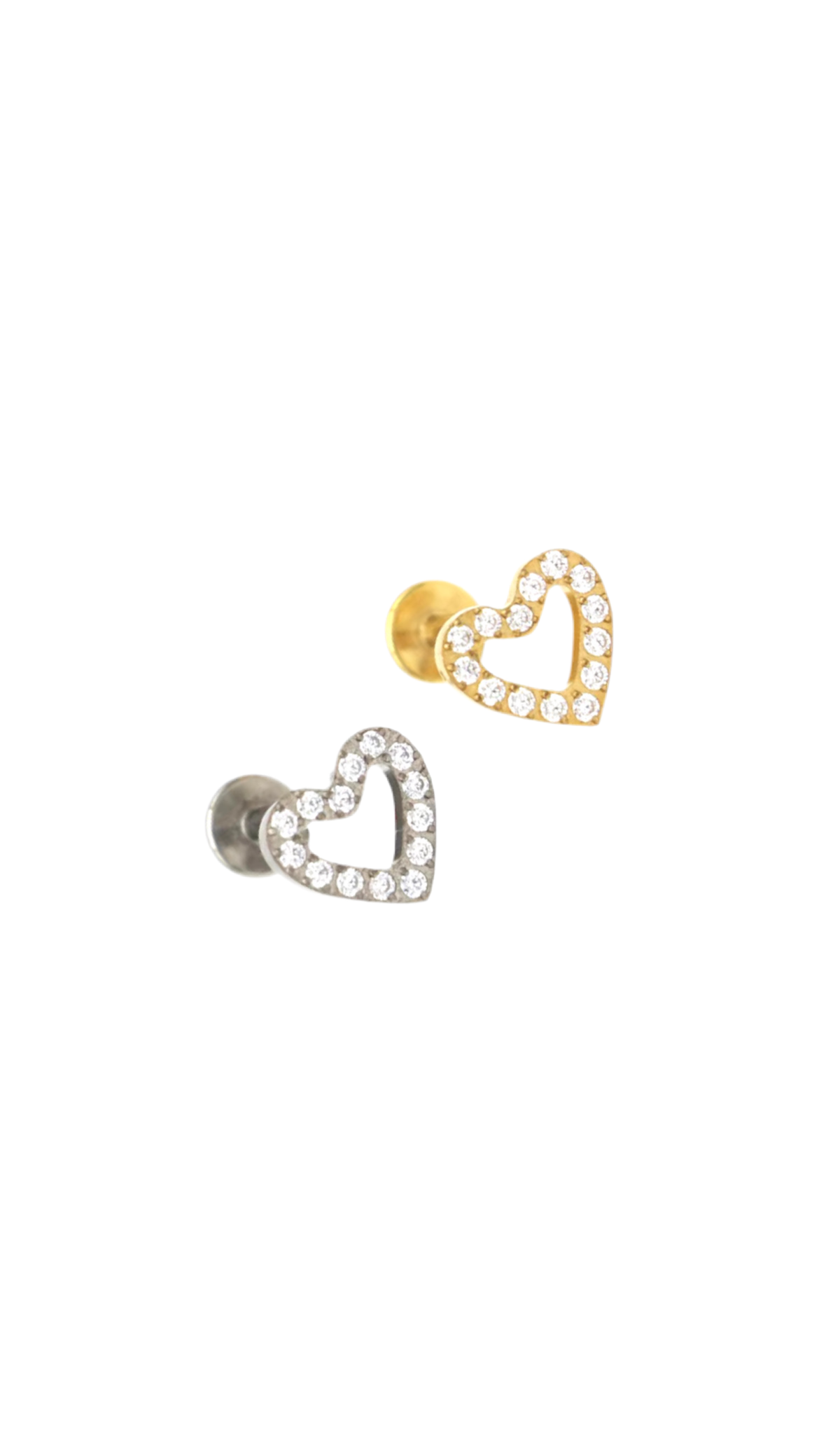 Stainless Steel Heart Shape Strass Ear Piercing