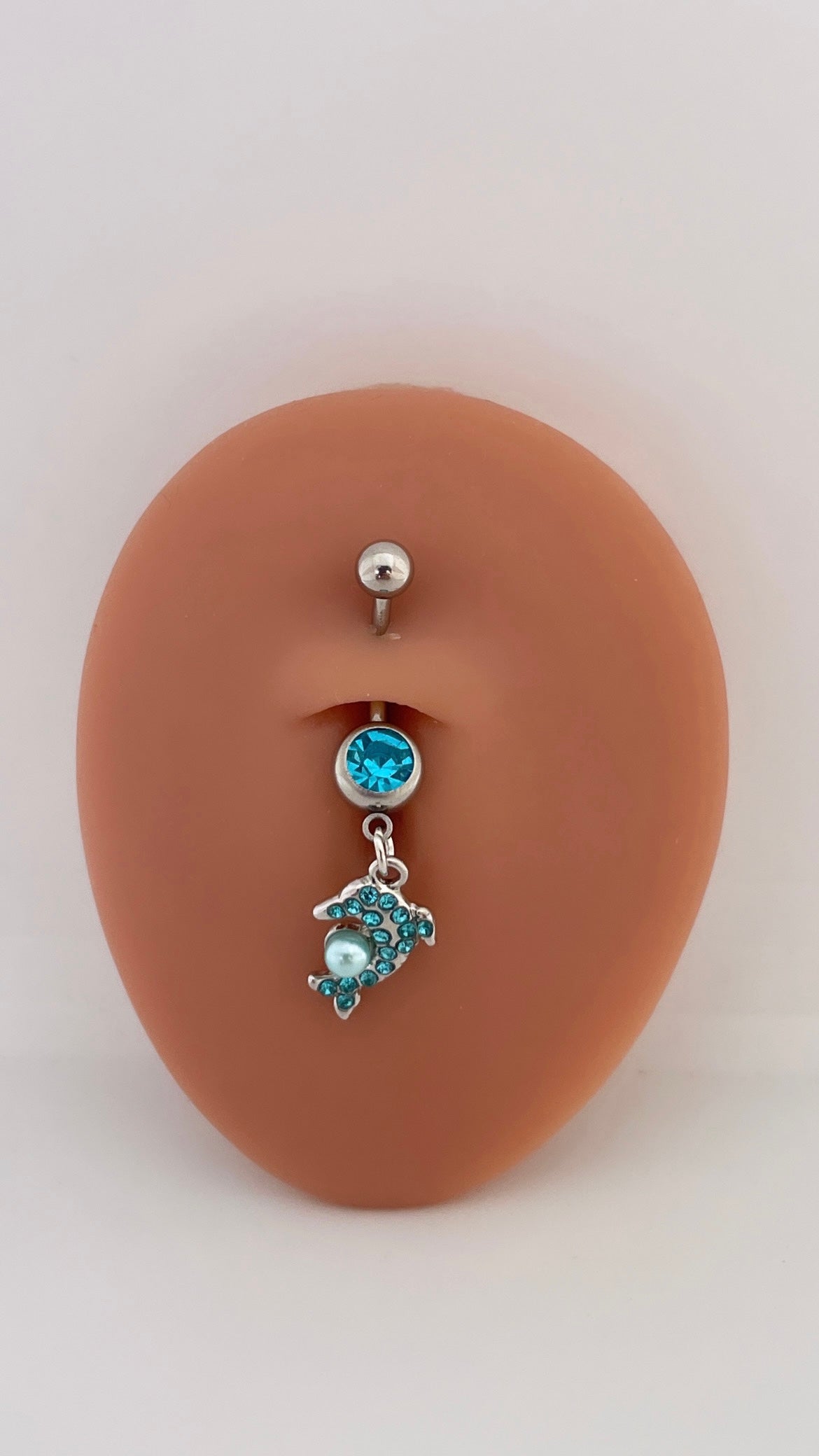 Rhinestone Dolphin Charm Navel Belly Ring