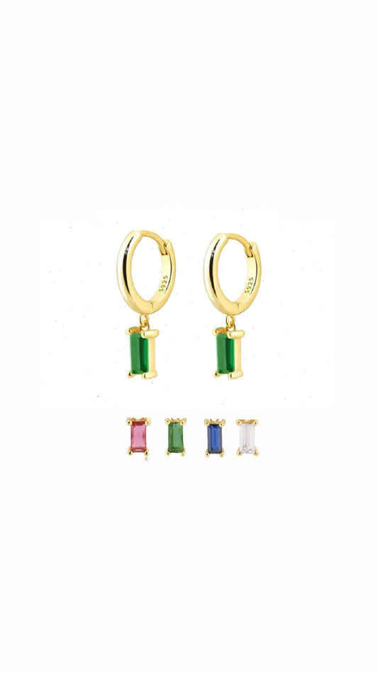 Gold Hoop Hanging Rectangle Lobe Ear Piercing (PAIR)