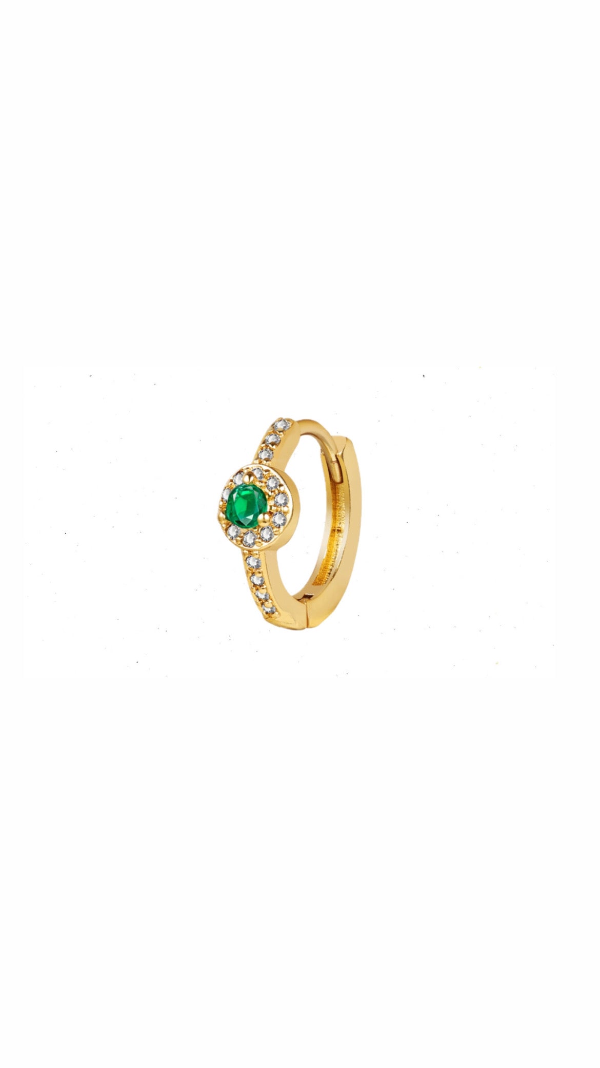 Single Hoop Green Stone Ear Piercing