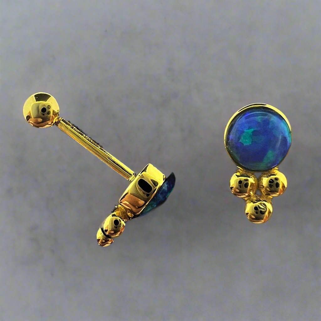 Single Blue Stone Lobe Ear Piercing