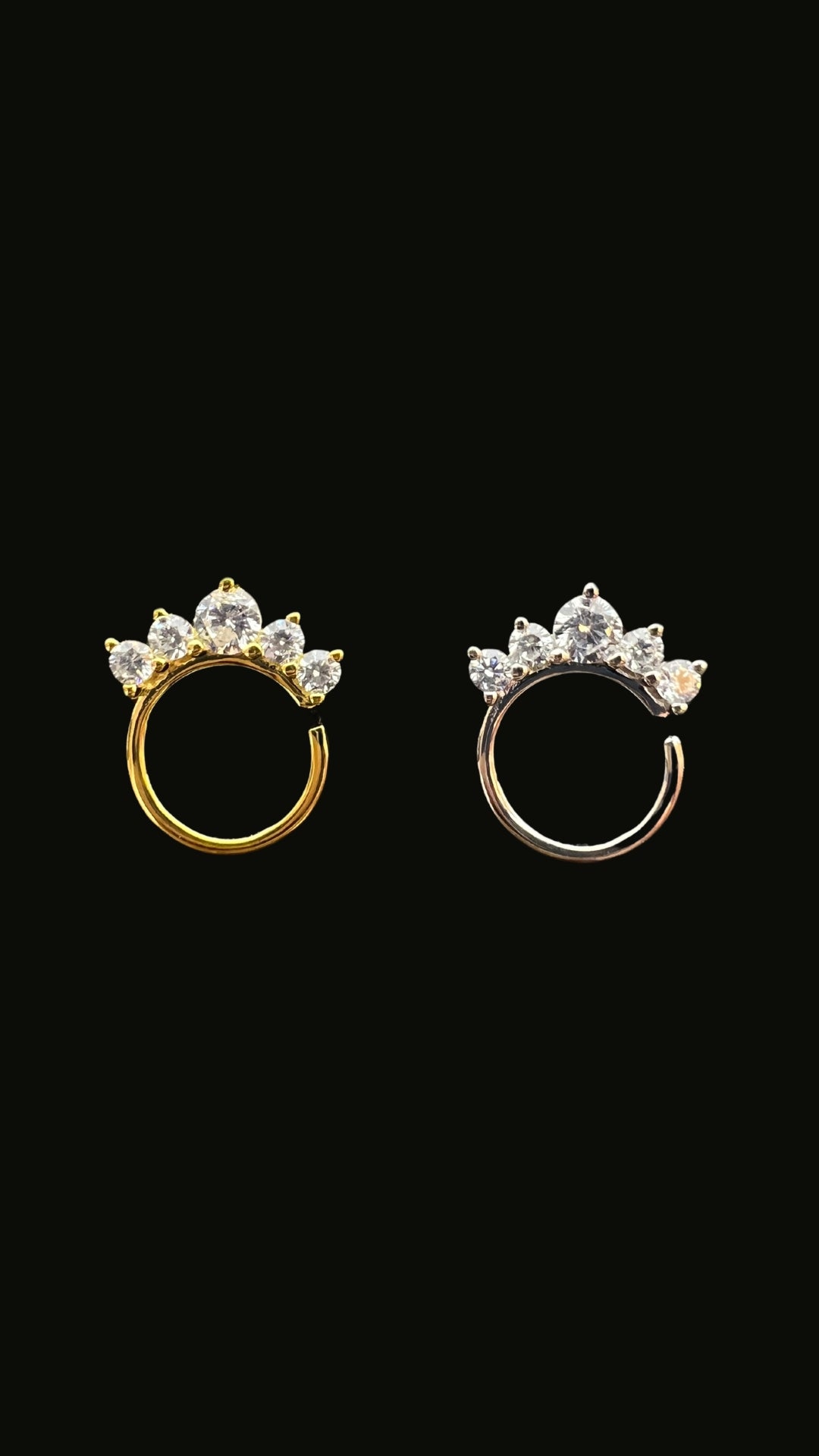 S925 5 Stones Zircon Arc Septum & Daith Ear Piercing (Model 1)