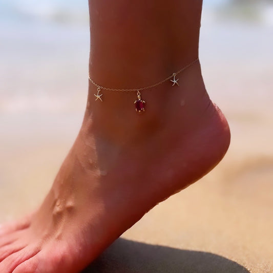 Silver 925 Gold Plated Turtle Anklet