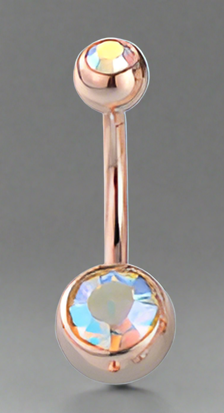 Rosegold Basic Multicolor Stone Belly Ring